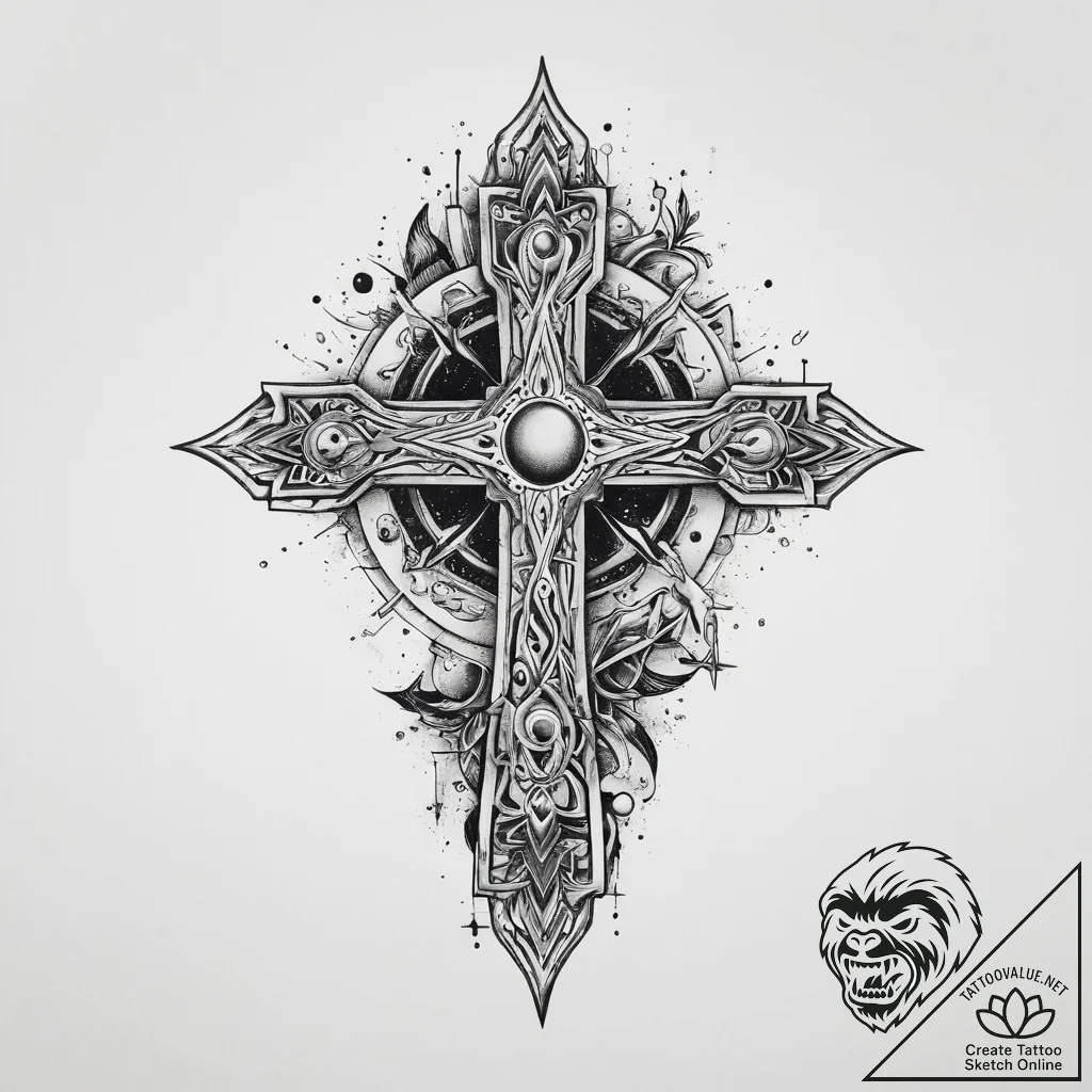 Tattoo sketch cosmic universe, tattoo line ar... - tattoo sketch (№1756763972_0, 01.09.2025 21:59) — tattoovalue.net