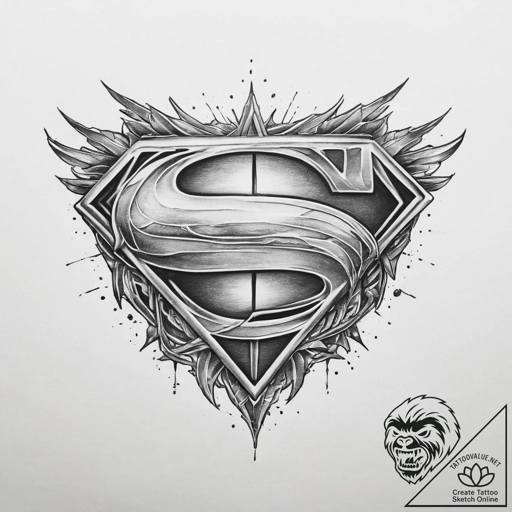 Tattoo sketch justice league logo - tattoo sketch (№1756764566_0, 01.09.2025 22:09) — tattoovalue.net