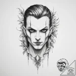Tattoo sketch vampire with a plant – tattoo sketch (№1756765353_0, 01.09.2025 22:22) — tattoovalue.net