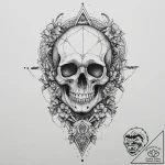 Tattoo sketch skull with an hourglass, artist… – tattoo sketch (№1756765552_0, 01.09.2025 22:25) — tattoovalue.net