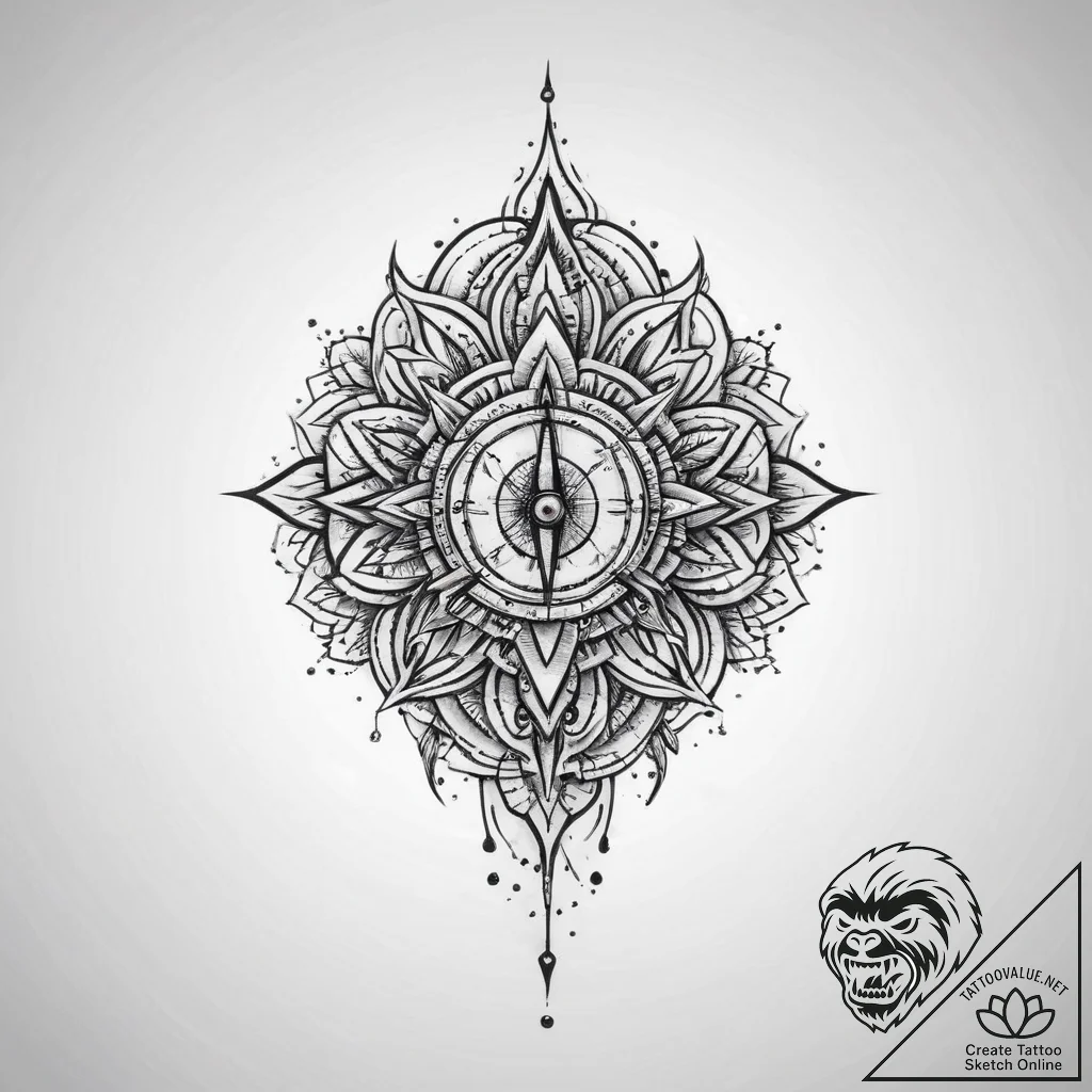 Tattoo sketch button with a needle - tattoo sketch (№1756768542_0, 01.09.2025 23:15) — tattoovalue.net