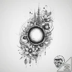 Tattoo sketch cosmic spring, tattoo line art,… – tattoo sketch (№1756770139_0, 01.09.2025 23:42) — tattoovalue.net