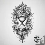 Tattoo sketch old hourglass with a flower, ar… – tattoo sketch (№1756770940_0, 01.09.2025 23:55) — tattoovalue.net