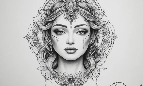 Tattoo sketch divine being - tattoo sketch (№1756773493_0, 02.09.2025 00:38) — tattoovalue.net