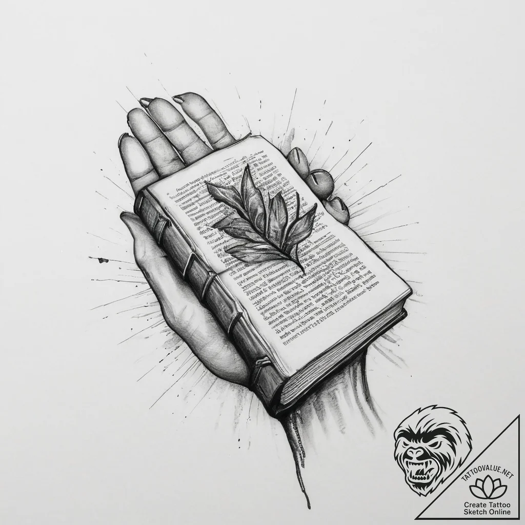 Tattoo sketch hands with a book, artistic tat... - tattoo sketch (№1756773698_0, 02.09.2025 00:41) — tattoovalue.net