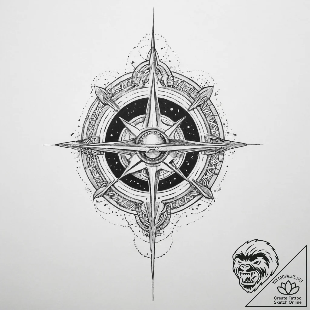 Tattoo sketch cosmic triumph - tattoo sketch (№1756774098_0, 02.09.2025 00:48) — tattoovalue.net