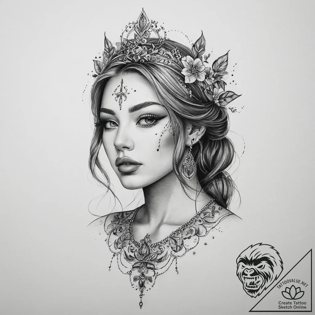 Tattoo sketch blessed portrayal - tattoo sketch (№1756774294_0, 02.09.2025 00:51) — tattoovalue.net