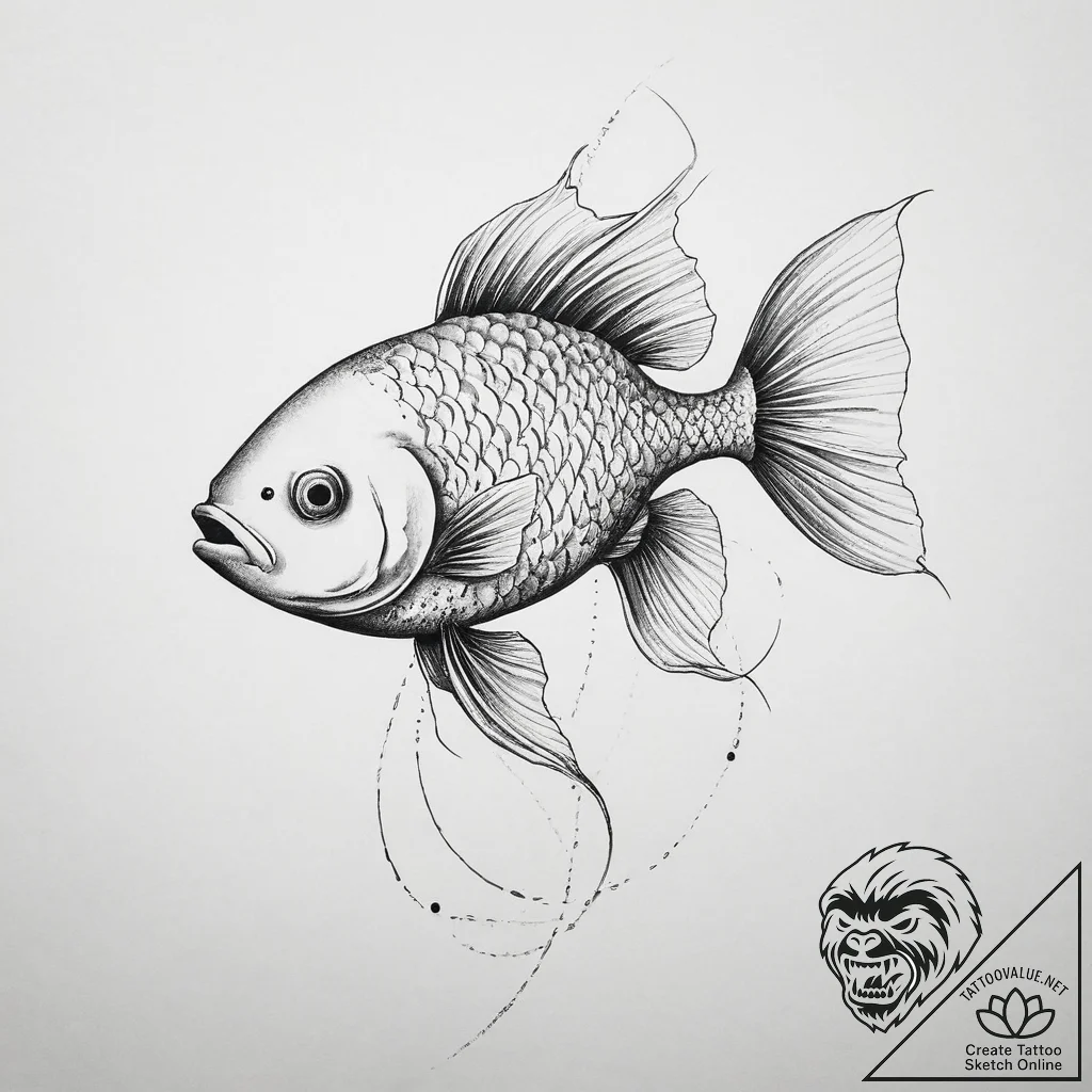 Tattoo sketch vodyanoy with a fish - tattoo sketch (№1756774691_0, 02.09.2025 00:58) — tattoovalue.net