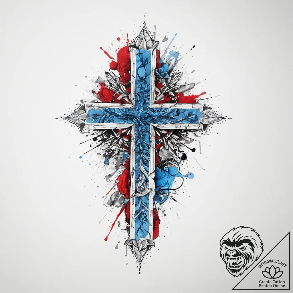 Tattoo sketch blue, ink illustration for tatt... - tattoo sketch (№1756788189_0, 02.09.2025 04:43) — tattoovalue.net