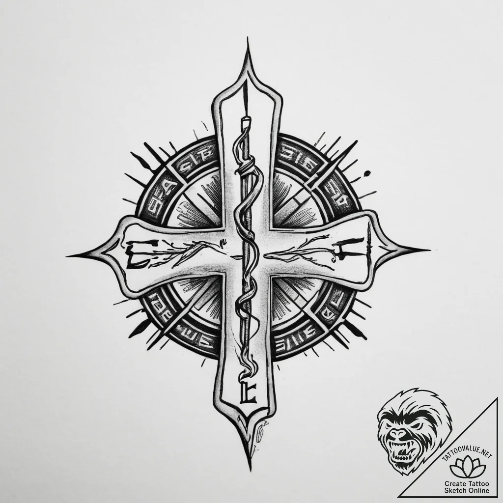 Tattoo sketch paramedic star of life - tattoo sketch (№1756788593_0, 02.09.2025 04:49) — tattoovalue.net