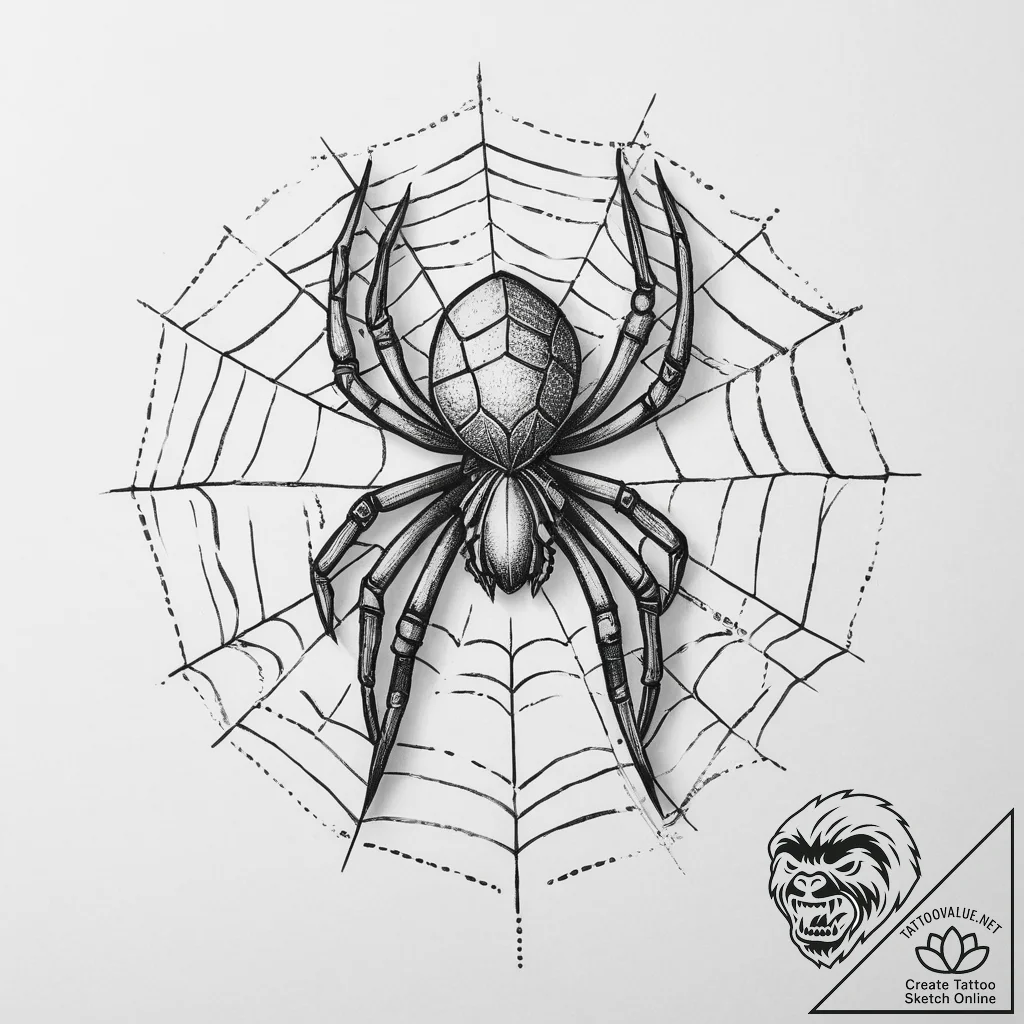 Tattoo sketch spider on a web, tattoo sketch... - tattoo sketch (№1756788996_0, 02.09.2025 04:56) — tattoovalue.net