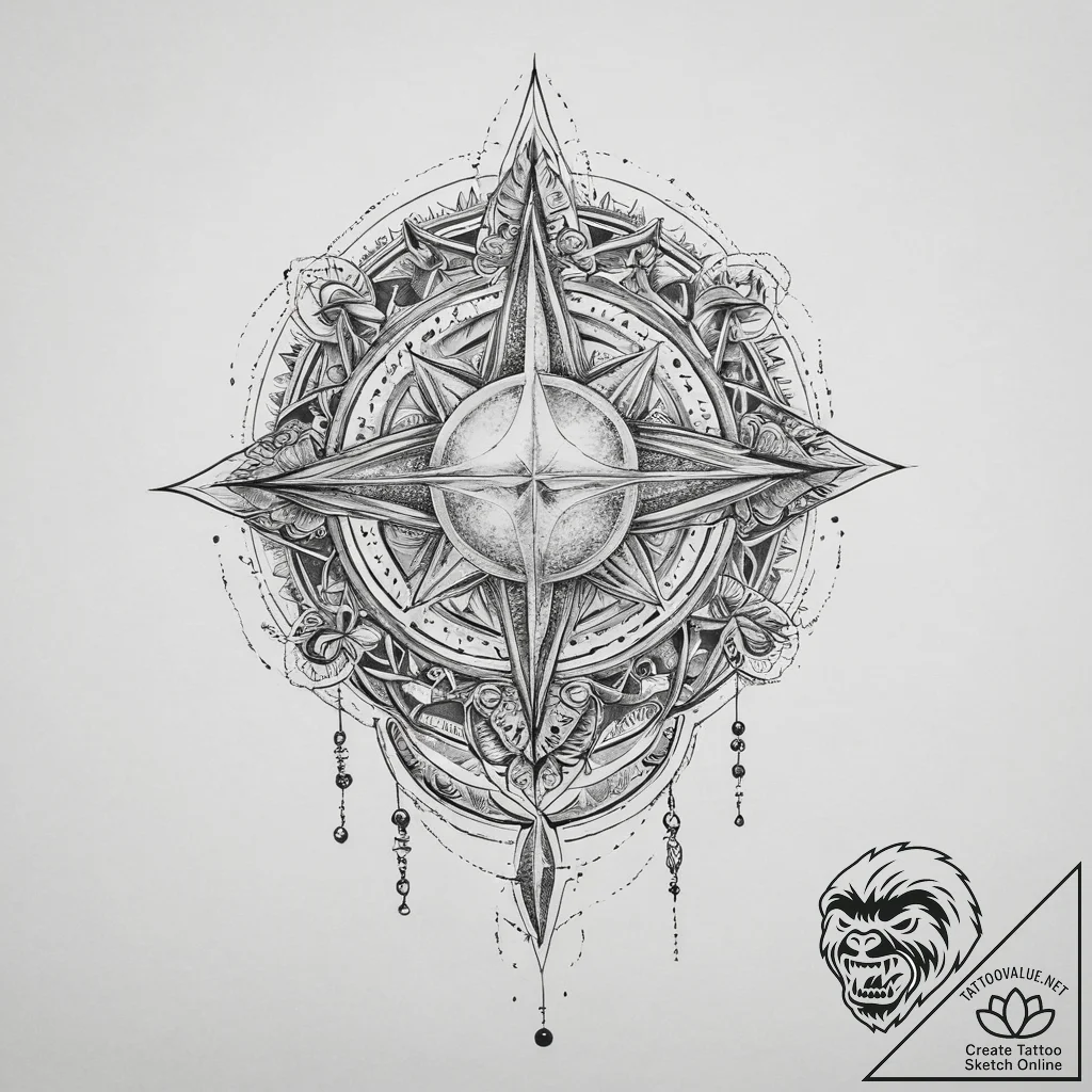 Tattoo sketch celestial bodies with a star, t... - tattoo sketch (№1756790201_0, 02.09.2025 05:16) — tattoovalue.net