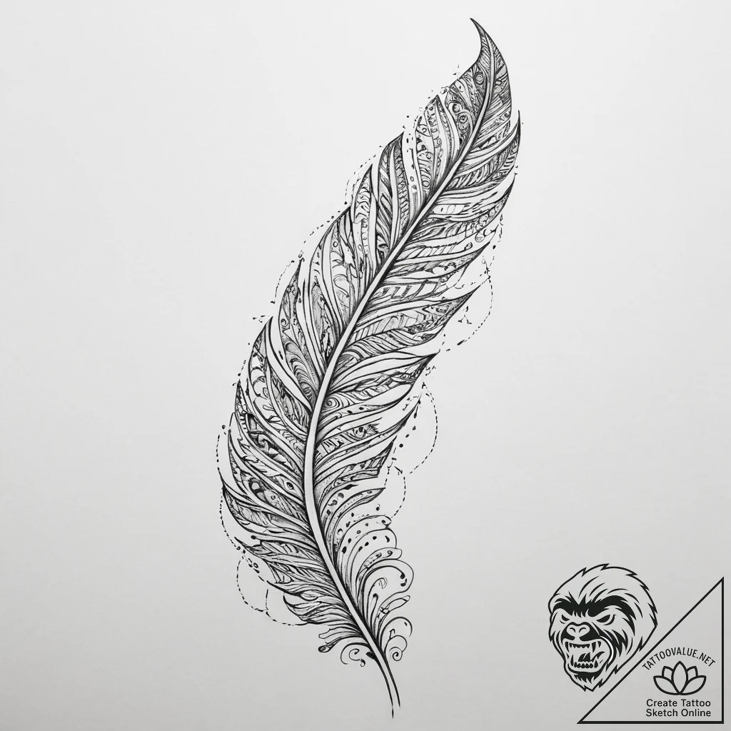 Tattoo sketch перья из линий, tattoo line art... - tattoo sketch (№1756790604_0, 02.09.2025 05:23) — tattoovalue.net