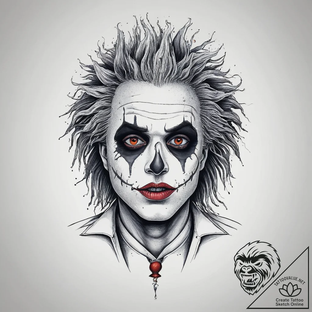 Tattoo sketch beetlejuice portrait, tattoo dr... - tattoo sketch (№1756791016_0, 02.09.2025 05:30) — tattoovalue.net