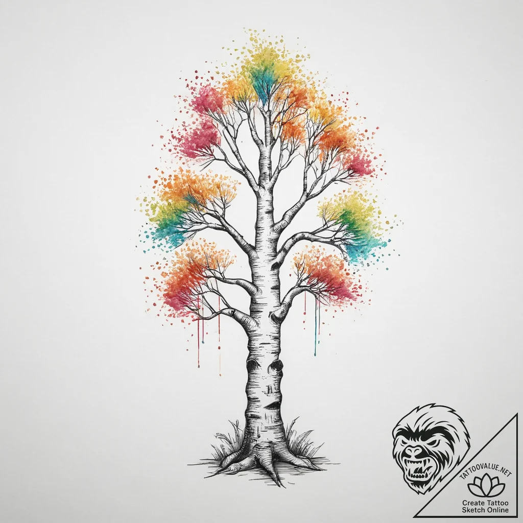 Tattoo sketch birch tree forest, tattoo sketc... - tattoo sketch (№1756791413_0, 02.09.2025 05:36) — tattoovalue.net