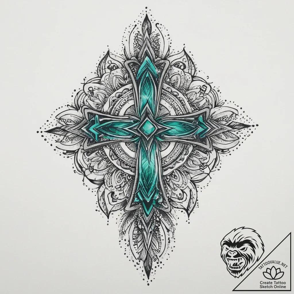 Tattoo sketch emerald, ink illustration for t... - tattoo sketch (№1756792215_0, 02.09.2025 05:50) — tattoovalue.net