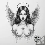 Tattoo sketch gothic ангел – tattoo sketch (№1756792413_0, 02.09.2025 05:53) — tattoovalue.net