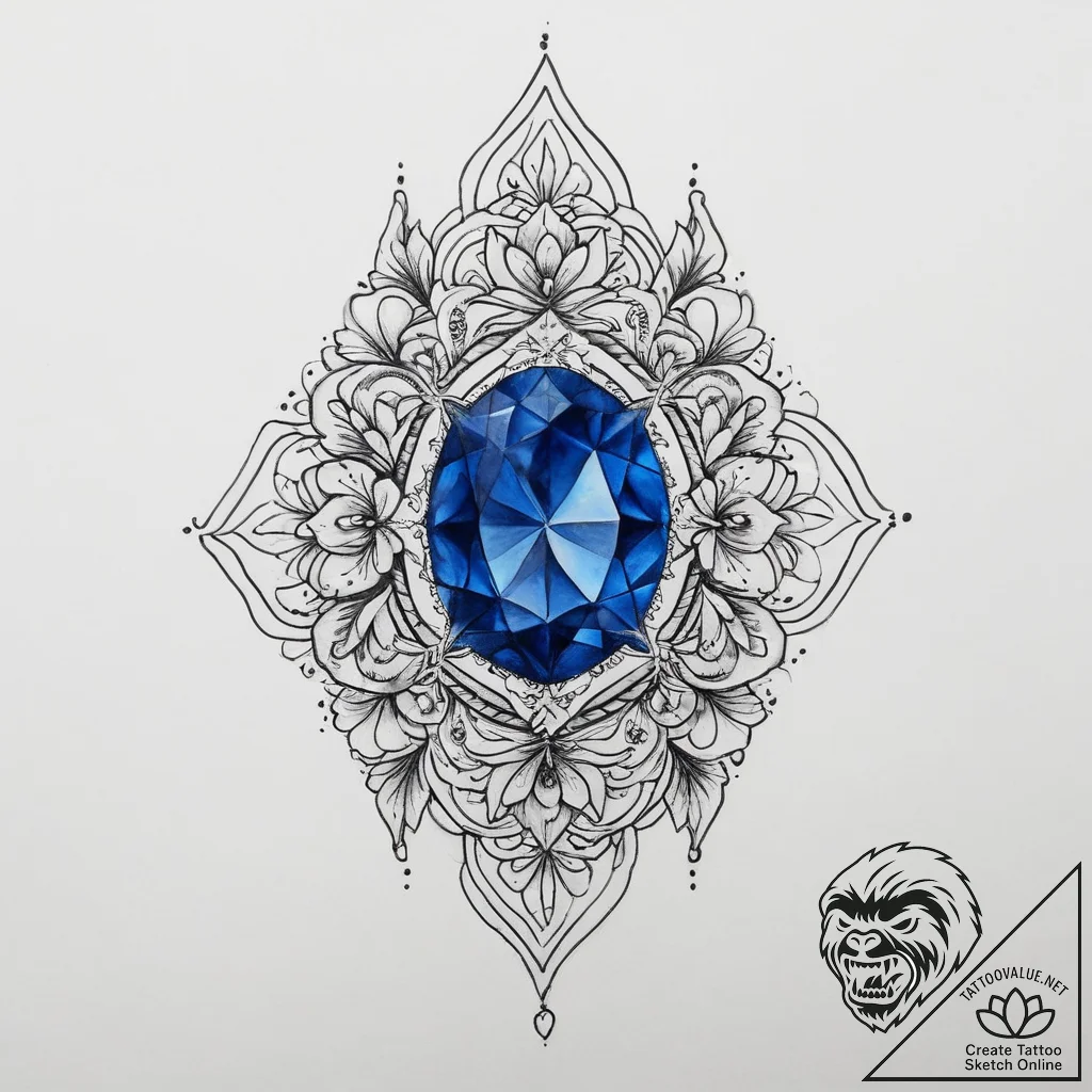 Tattoo sketch sapphire - tattoo sketch (№1756793222_0, 02.09.2025 06:07) — tattoovalue.net