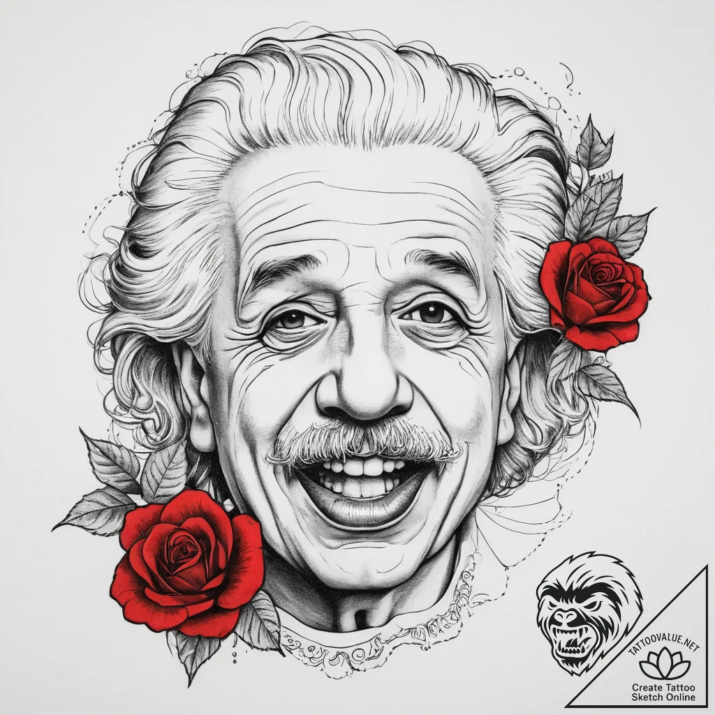 Tattoo sketch albert einstein sticking his to... - tattoo sketch (№1756794224_0, 02.09.2025 06:23) — tattoovalue.net