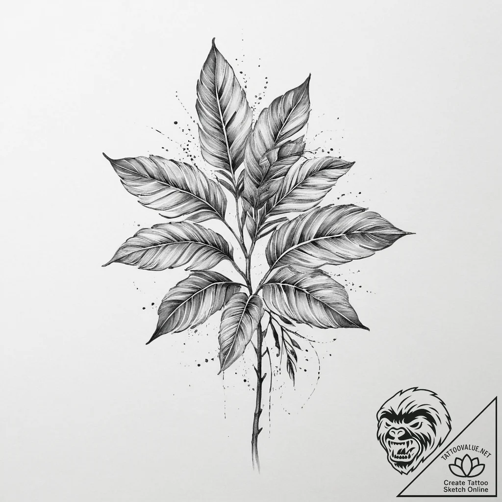 Tattoo sketch watercolor plant with a bleed,... - tattoo sketch (№1756795026_0, 02.09.2025 06:37) — tattoovalue.net