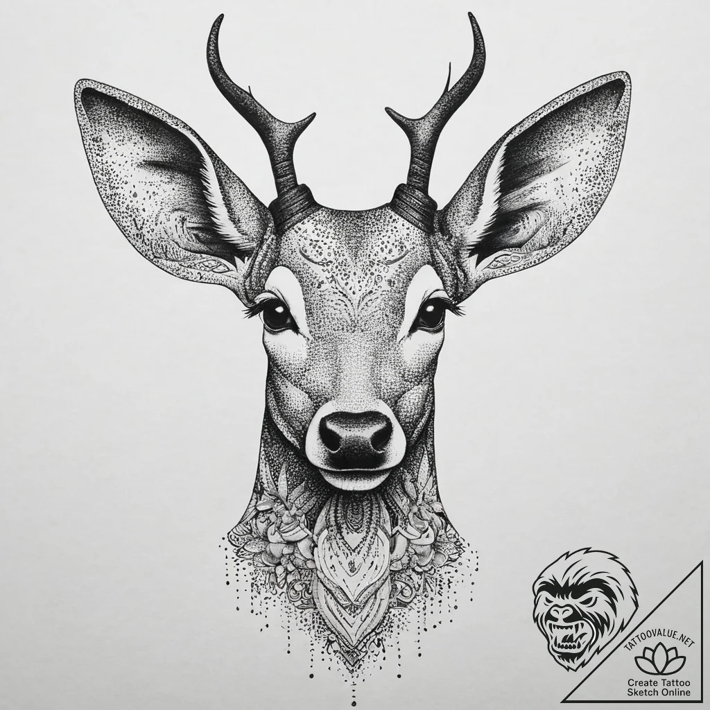 Tattoo sketch elegant doe tattoo, tattoo sket... - tattoo sketch (№1756795231_0, 02.09.2025 06:40) — tattoovalue.net