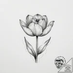 Tattoo sketch tulip with a bee, tattoo drawin… – tattoo sketch (№1756798043_0, 02.09.2025 07:27) — tattoovalue.net