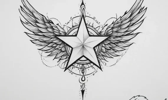 Tattoo sketch winged star - tattoo sketch (№1756799253_0, 02.09.2025 07:47) — tattoovalue.net