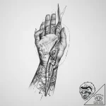 Tattoo sketch hands with a scissors – tattoo sketch (№1756800267_0, 02.09.2025 08:04) — tattoovalue.net