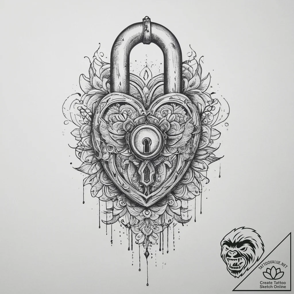 Tattoo hands with a lock, concept art for tat... - tattoo sketch (№1756801665_0, 02.09.2025 08:27) — tattoovalue.net