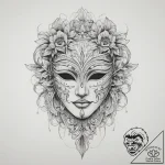 Tattoo sketch mask, tattoo line art, on a cle… – tattoo sketch (№1756803253_0, 02.09.2025 08:54) — tattoovalue.net