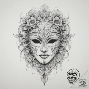 Tattoo sketch mask, tattoo line art, on a cle… – tattoo sketch (№1756803253_0, 02.09.2025 08:54) — tattoovalue.net