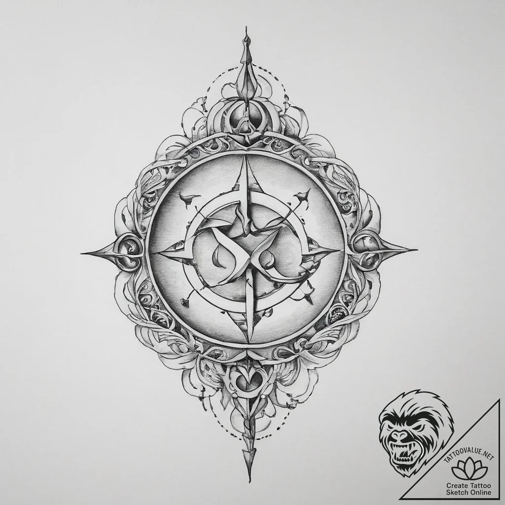 Tattoo sketch neptune symbol - tattoo sketch (№1756803652_0, 02.09.2025 09:00) — tattoovalue.net