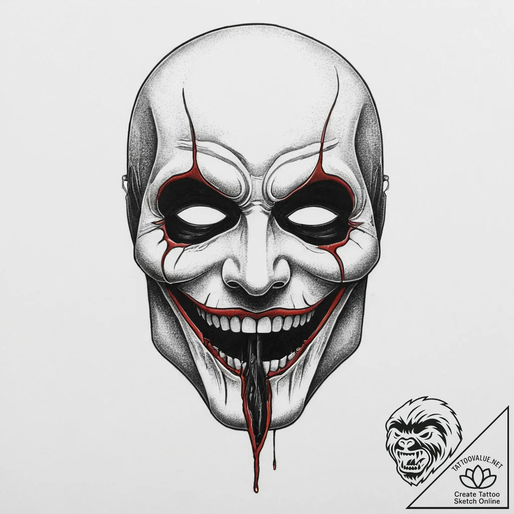 Tattoo sketch scream ghostface mask, ink illu... - tattoo sketch (№1756804458_0, 02.09.2025 09:14) — tattoovalue.net