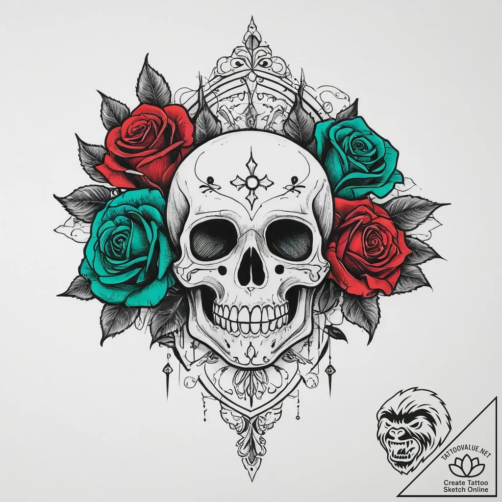 Tattoo sketch green, ink illustration for tat... - tattoo sketch (№1756805663_0, 02.09.2025 09:34) — tattoovalue.net