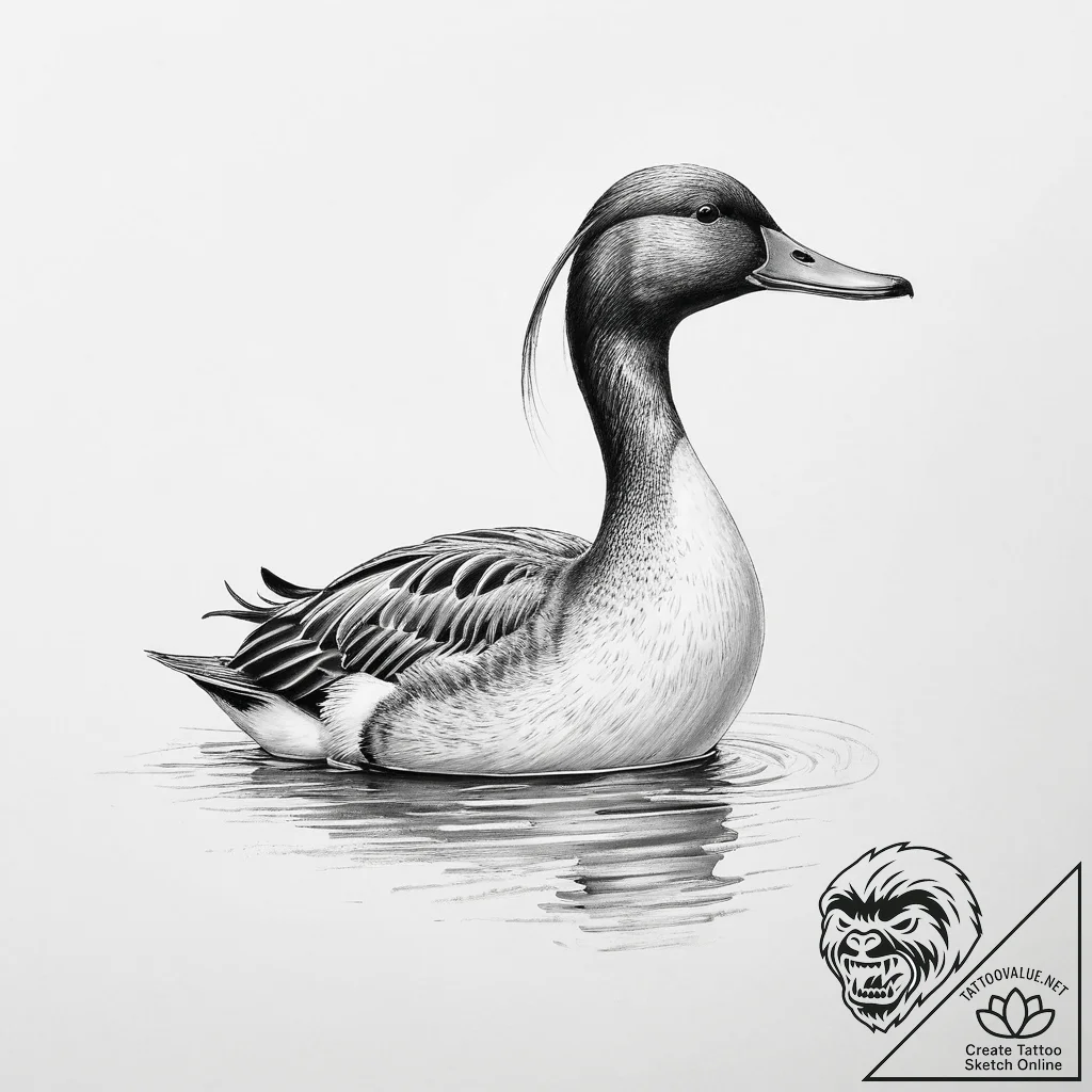 Tattoo sketch pintail - tattoo sketch (№1756806666_0, 02.09.2025 09:51) — tattoovalue.net