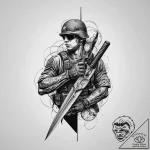 Tattoo sketch soldier with a scissors, artist… – tattoo sketch (№1756806870_0, 02.09.2025 09:54) — tattoovalue.net
