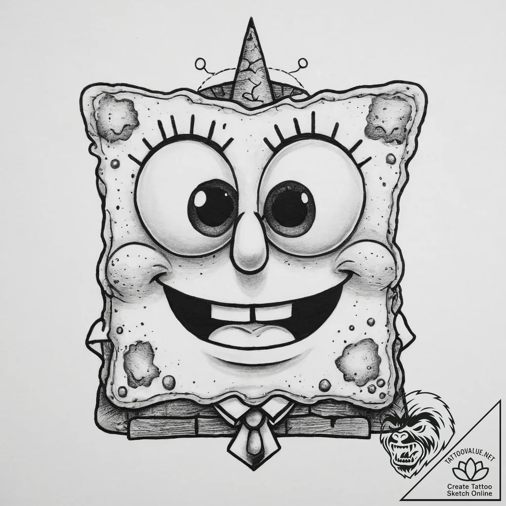 Tattoo sketch spongebob squarepants portrait,... - tattoo sketch (№1756885744_0, 03.09.2025 07:49) — tattoovalue.net