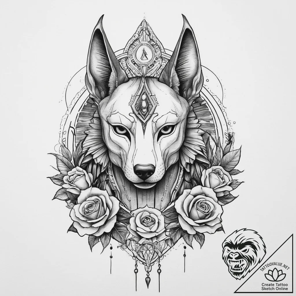 Tattoo sketch anubis, concept art for tattoo,... - tattoo sketch (№1756887111_0, 03.09.2025 08:11) — tattoovalue.net