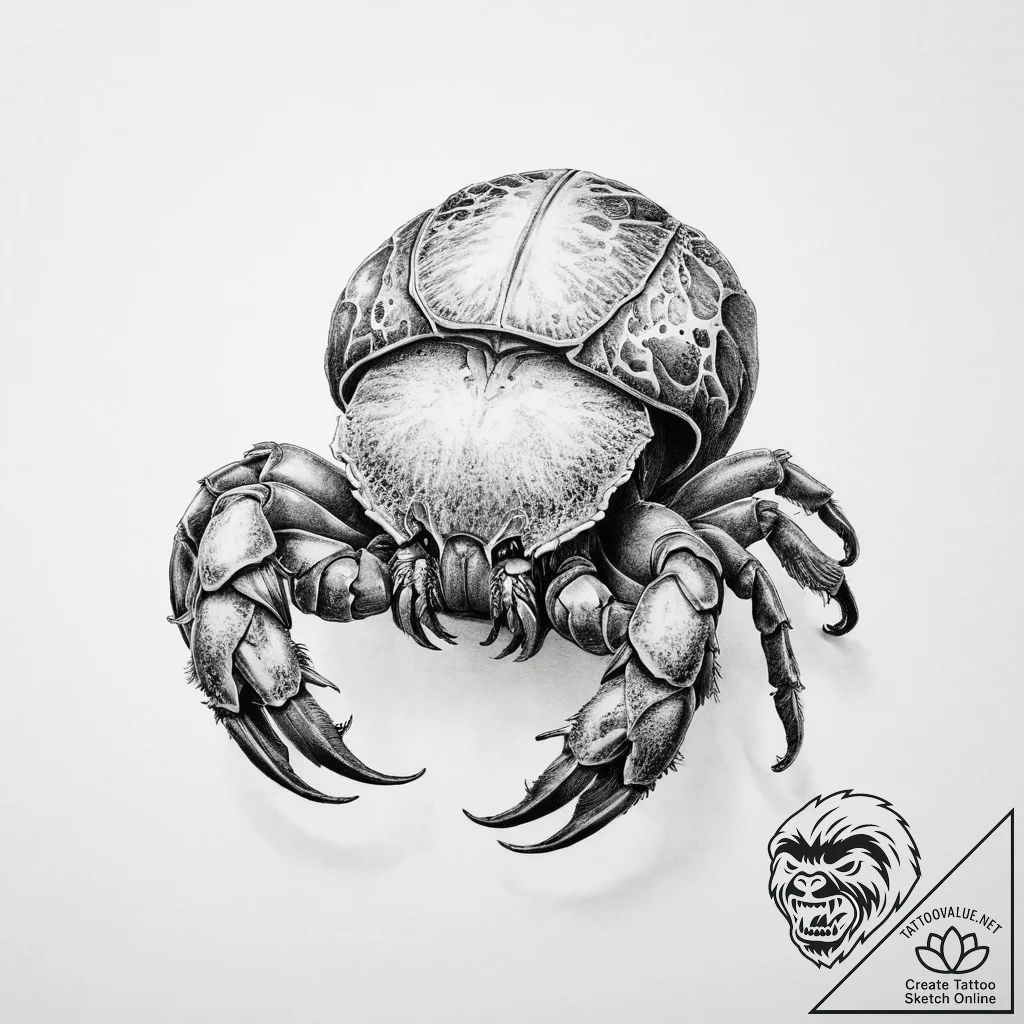 Tattoo sketch hermit crab - tattoo sketch (№1756887307_0, 03.09.2025 08:15) — tattoovalue.net