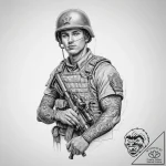 Tattoo sketch soldier with a scroll, tattoo d… – tattoo sketch (№1756887503_0, 03.09.2025 08:18) — tattoovalue.net