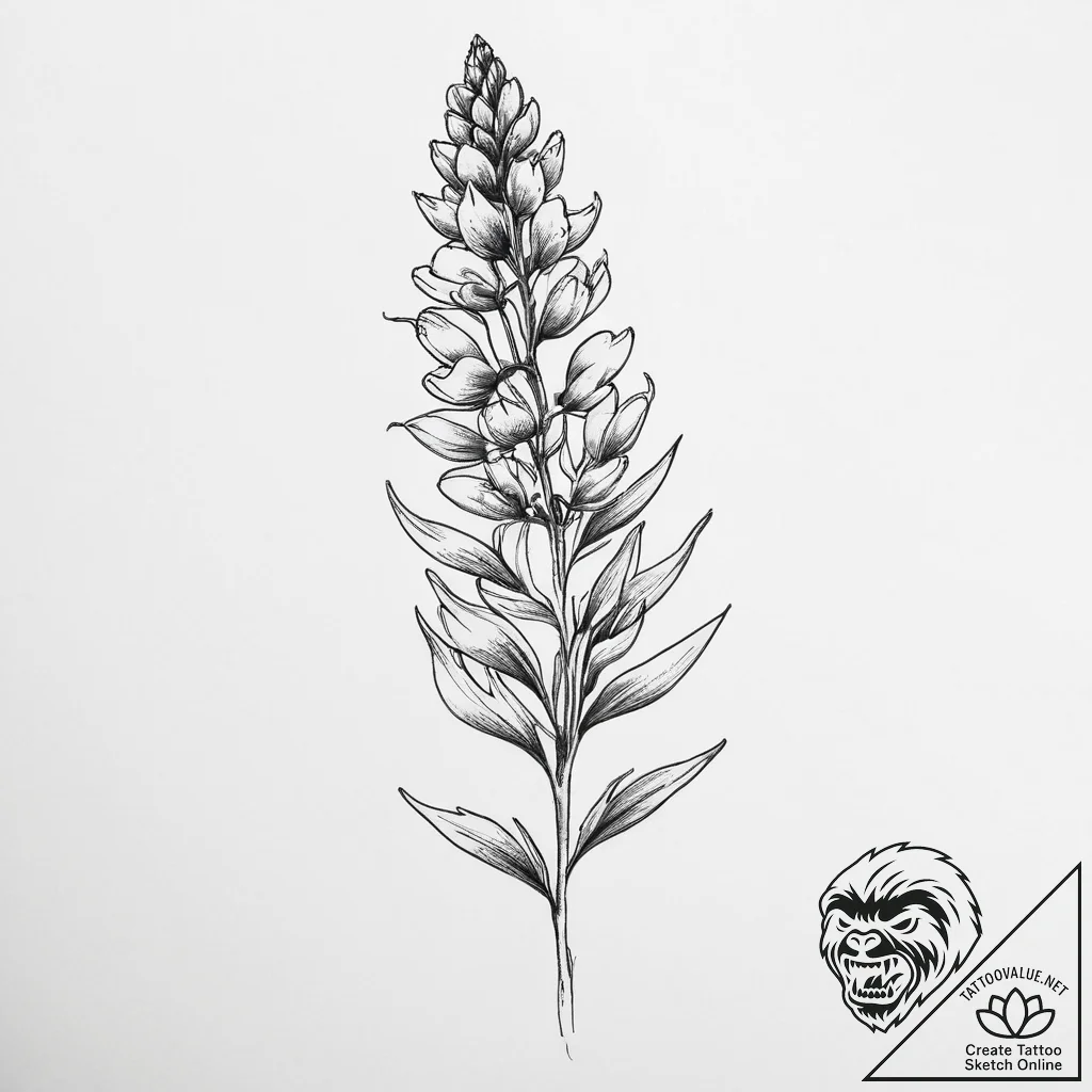 Tattoo sketch lupine flower, ink illustration... - tattoo sketch (№1756887701_0, 03.09.2025 08:21) — tattoovalue.net