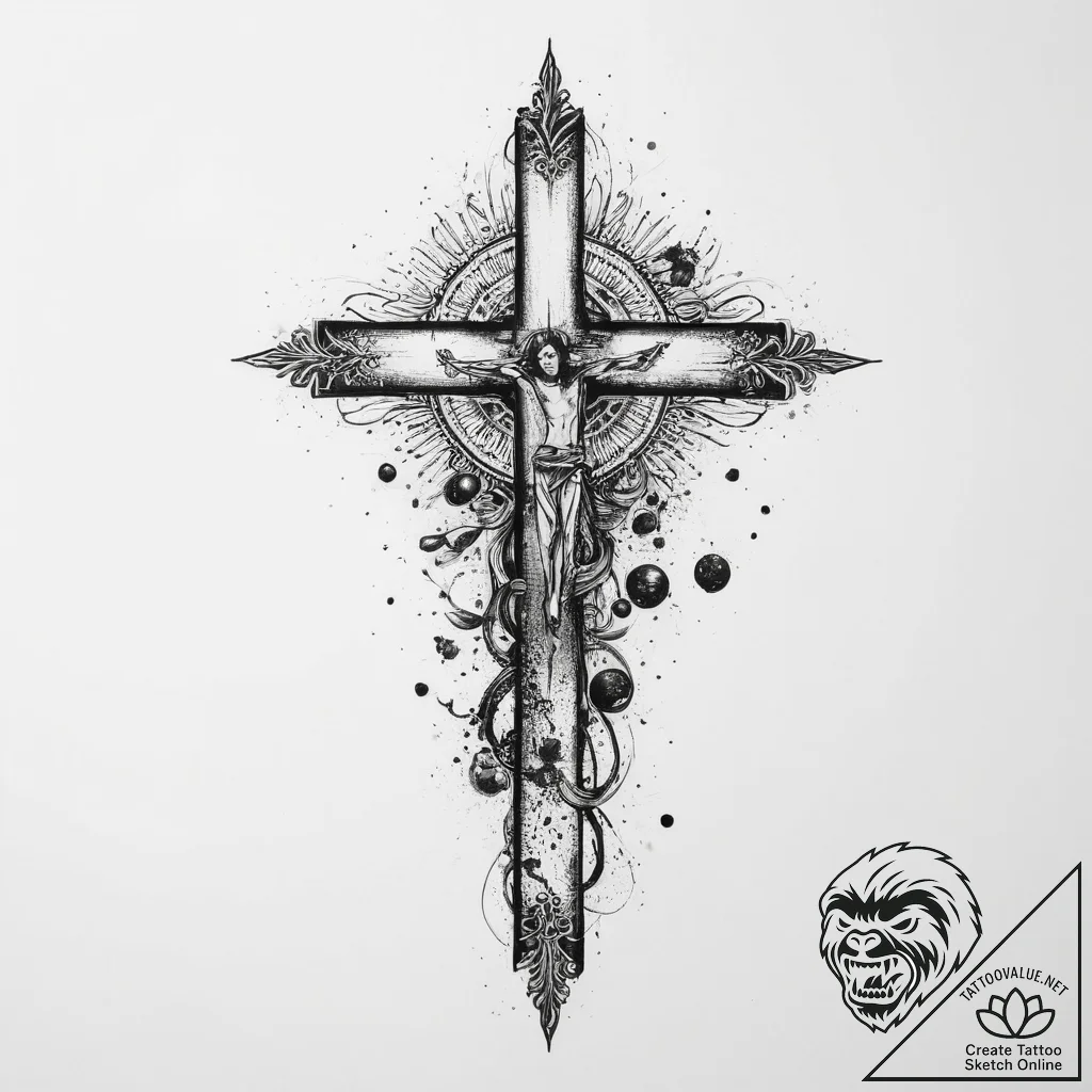 Tattoo sketch spiritual portrayal, tattoo dra... - tattoo sketch (№1756888696_0, 03.09.2025 08:38) — tattoovalue.net