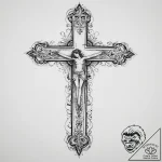Tattoo sketch girl with a cross, concept art… – tattoo sketch (№1756889490_0, 03.09.2025 08:51) — tattoovalue.net