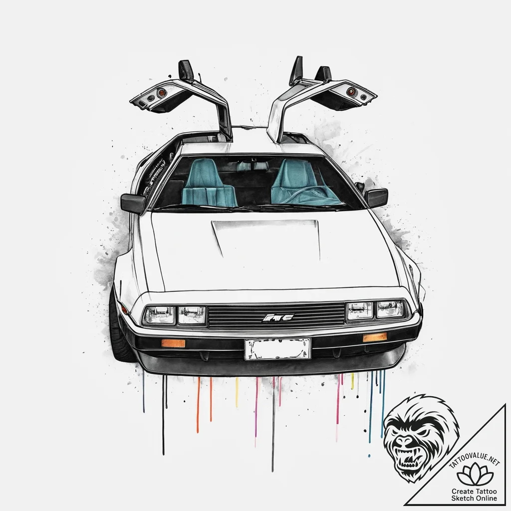 Tattoo sketch back to the future delorean, ta... - tattoo sketch (№1756890085_0, 03.09.2025 09:01) — tattoovalue.net