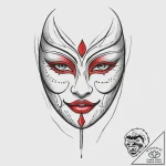 Tattoo sketch the mask portrait, concept art… – tattoo sketch (№1756890680_0, 03.09.2025 09:11) — tattoovalue.net