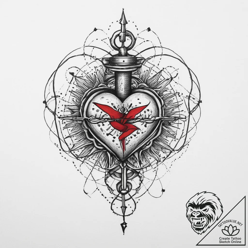 Tattoo sketch heartbeat with a song, tattoo s... - tattoo sketch (№1756892653_0, 03.09.2025 09:44) — tattoovalue.net
