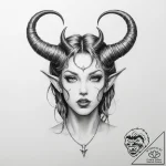 Tattoo sketch succubus horns – tattoo sketch (№1756893435_0, 03.09.2025 09:57) — tattoovalue.net