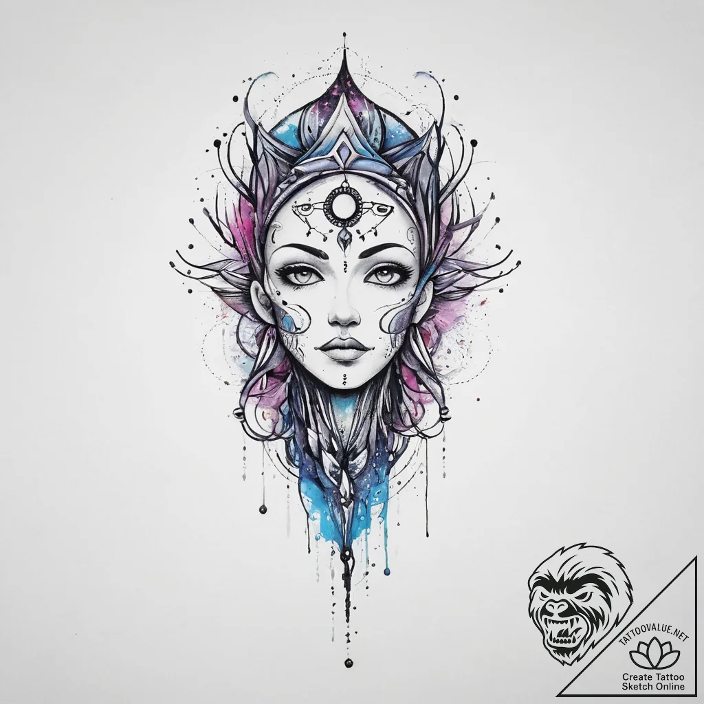 Tattoo sketch cosmic ghost, artistic tattoo s... - tattoo sketch (№1756894019_0, 03.09.2025 10:06) — tattoovalue.net