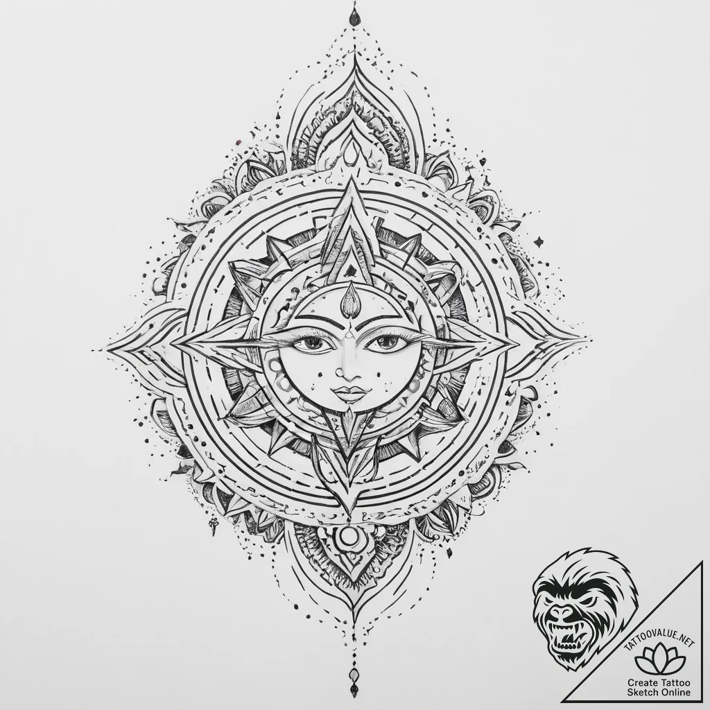 Tattoo sketch cosmic spirit - tattoo sketch (№1756894411_0, 03.09.2025 10:13) — tattoovalue.net