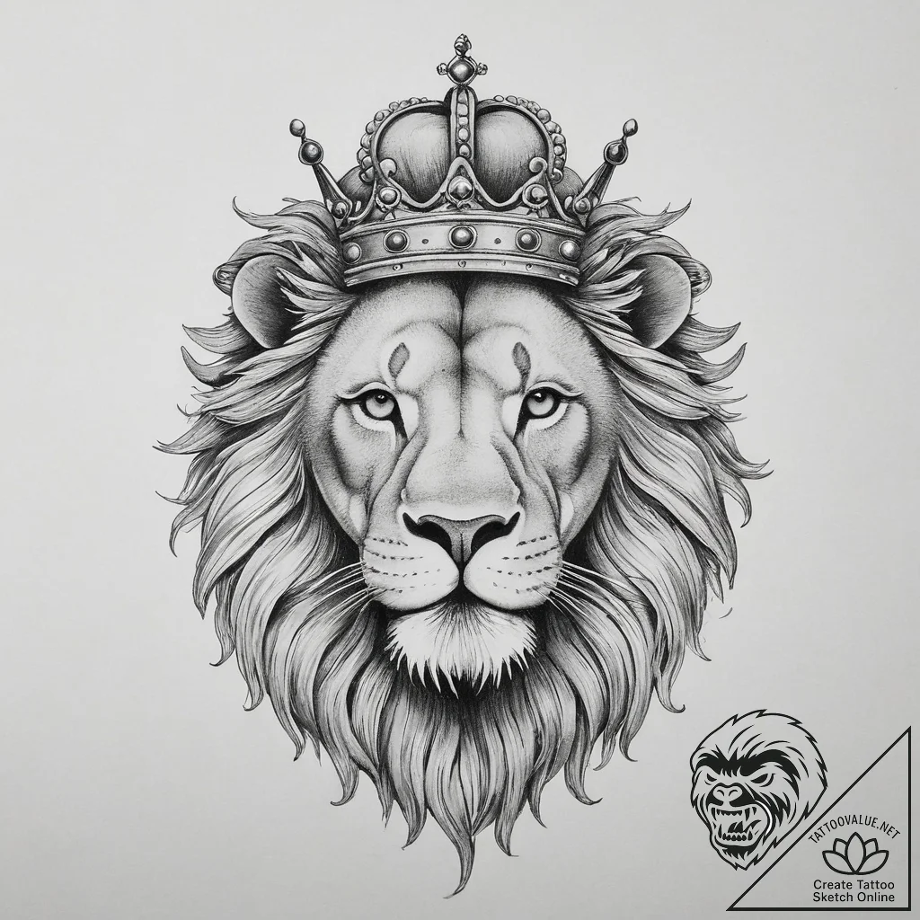 Tattoo sketch лев с короной, artistic tattoo... - tattoo sketch (№1756895782_0, 03.09.2025 10:36) — tattoovalue.net